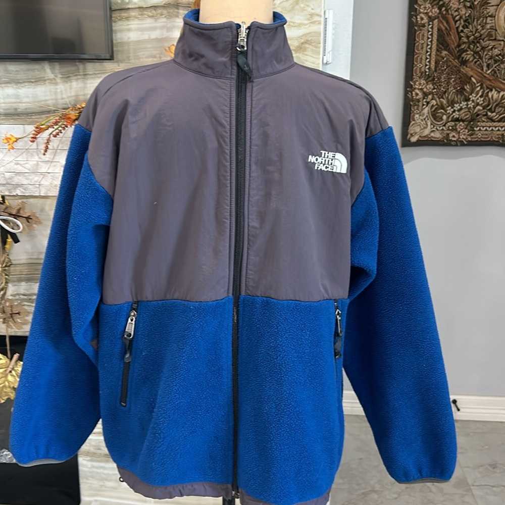 The North Face Youth Full Zip Grey Blue Polartec Jacket. Size‎ XL